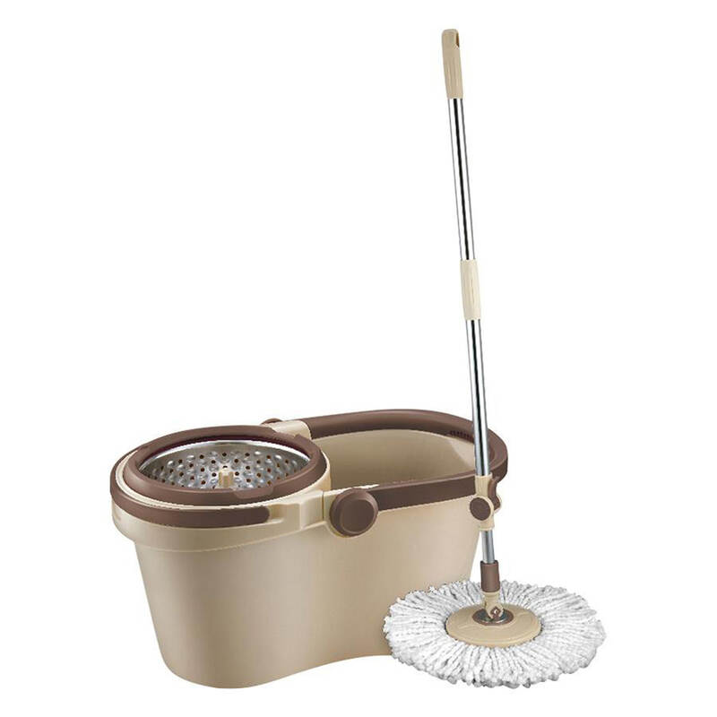 Bộ Cây Lau Nhà Xoay Tay Compact Spin Mop, Lock&Lock: Thùng Giặt, Cây, Bông Lau(460x270x250mm, Φ36*1280mm) - ETM466, , large image number null